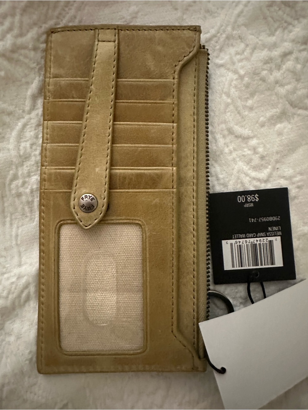 Frye Melissa Snap Card Wallet Genuine Leather NWT Tan - Picture 3 of 5